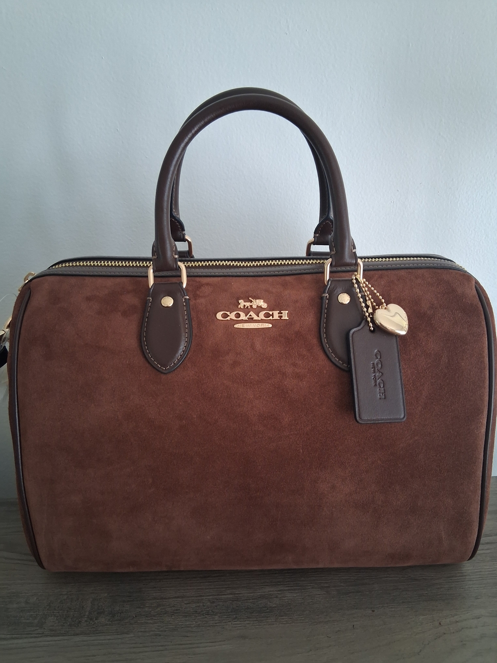 NWT Coach Suede Rowan Large Satchel Bag CCC79 And Free Coach Heart Bag Charm